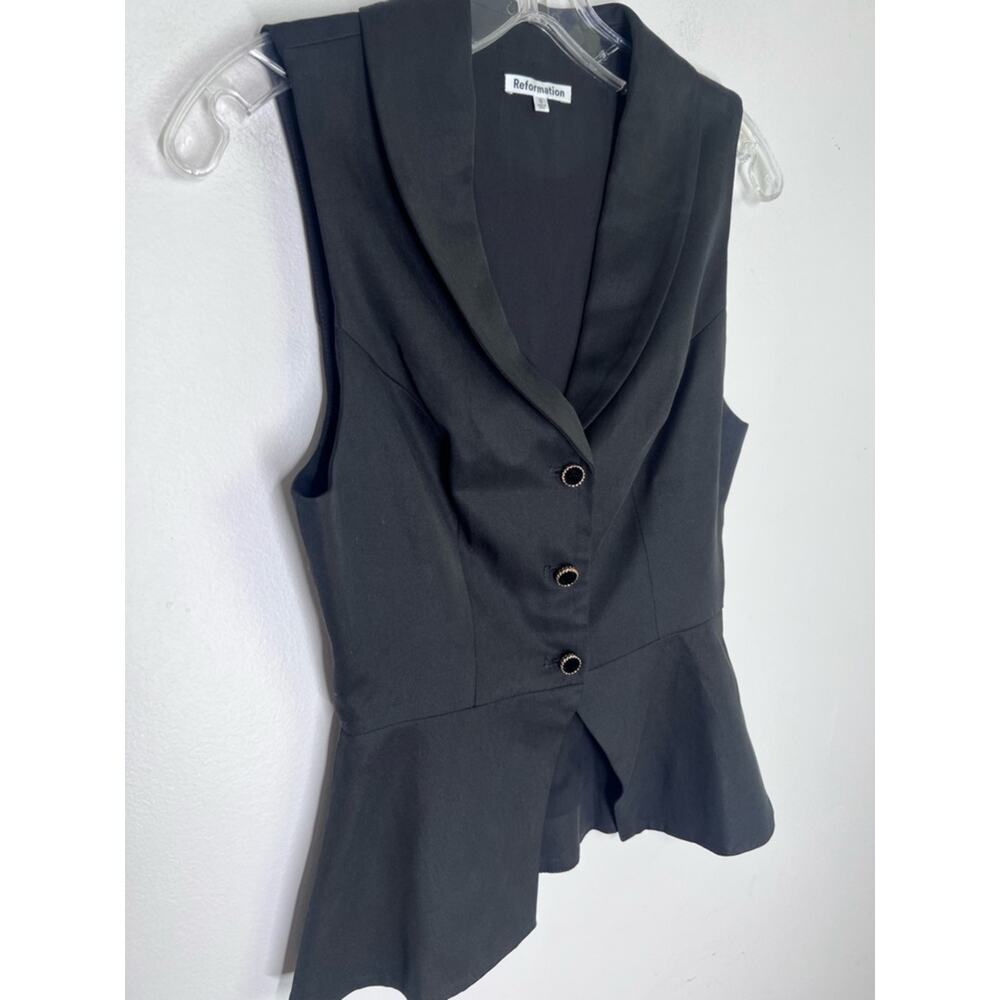 Reformation Oakley Peplum Vest Top in Black Sz 0 - Picture 4 of 7